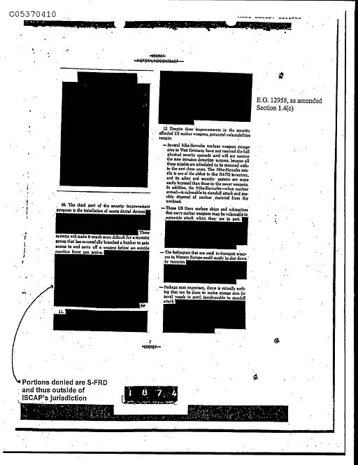 Redakte edilmiş bir CIA belgesi örneği kaynak: Wikimedia