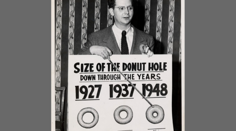Donutlarda halka deliğinin boyutunun yıllar içinde giderek küçüldüğünü savunan Smithsonian'ın “Sally L. Steinberg Donut Ephemera Koleksiyonu” arasında en eğlenceli #ddj etiketlerinden birisi bulundu. Fotoğraf: Ulusal Amerikan Tarihi Müzesi, Arşiv Merkezi